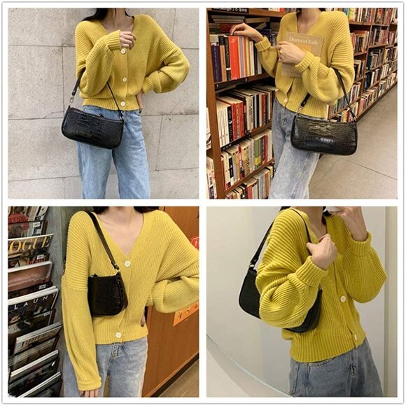 Retro Classic Clutch Croc Tote Bag Shoulder - Picture 2 of 6